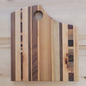 Handcrafted Wood Kitchen Cutting Board 10.5" x 10" Contemporary Gift EUC